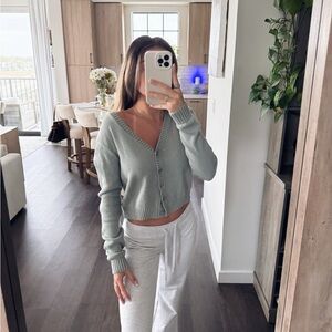 Brandy Melville Green Cardigan Sweater (One Size)